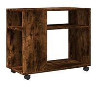 Makastle Table d'appoint avec Roues chêne fumé Bois d'ingénierie