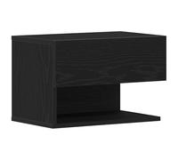 Makastle Table de Chevet Murale avec Tiroir, Table d'Appoint avec Compartiment Ouvert pour Chambre Bureau, Chêne Noir 46 x 29,5 x 30 cm Bois d'Ingénierie