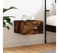 Makastle Table de Chevet Murale, Meuble de Rangement Suspendue, Commode Chambre Espace Optimisé, pour Bureau à Domicile, Salon, 35x35x20 cm Chêne Fumé Bois D'ingénierie