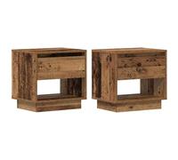Makastle Table de Nuit avec Cadre en Bois, Lot de 2, Table de Chevet avec Tiroir et Compartiment Ouvert pour Salon Chambre, Bois Ancien 45 x 34 x 44 cm Bois d'Ingénierie