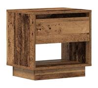 Makastle Table de Nuit avec Cadre en Bois, Table de Chevet avec Tiroir et Compartiment Ouvert pour Salon Chambre, Bois Ancien 45 x 34 x 44 cm Bois d'Ingénierie