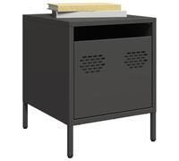 Makastle Tables d'appoint Lot de 2, Tables de Chevet Style Moderne, Chevet de Lit avec 1 tiroir, pour Salon, Chambre, Couloir, Bureau, Noir 35x39x43,5 cm Acier
