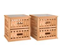 Makastle Tables de Chevet Lot de 2 34x34x34 cm Bois Massif de Noyer
