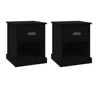 Makastle Tables de Chevet Lot de 2 Noir 39x39x47,5 cm Bois d'ingénierie