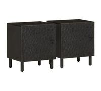 Makastle Tables de Chevet Lot de 2 Noir 40x33x46 cm Bois de manguier Solide