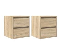 Makastle Tables de Chevet murales Lot de 2 chêne Sonoma 38x34x40 cm