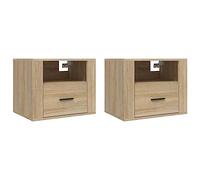 Makastle Tables de Chevet murales Lot de 2 Chêne Sonoma 50x36x40 cm