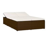 Makastle Transat Convertible avec Coussins, Lit de Bronzage avec Dossier Réglable, Chaise Longue D'extérieur pour Terrasse, 200x121x(30.5-67.5) cm Marron Résine Tressée