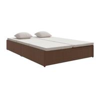 Makastle Transat Convertible avec Coussins, Lit de Bronzage avec Dossier Réglable, Chaise Longue D'extérieur pour Terrasse, 200x121x31/41/53/62 cm Marron Résine Tressée