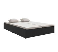 Makastle Transat Convertible avec Coussins, Lit de Bronzage avec Dossier Réglable, Chaise Longue D'extérieur pour Terrasse, 200x121x31/41/53/62 cm Noir Résine Tressée