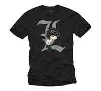 Makaya Anime Manga T-Shirt pour Homme Manches Courtes - Death by Ryuk - Col Rond Coton Note Noir Taille L