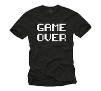 Makaya Anonymous Hacker T-Shirt - Game Over - Imprimé Graphique Teeshirt Geek Homme Cadeau Gamer Gaming Noir XXL
