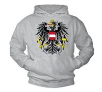 Makaya Autriche Sweat à Capuche Aigle Motif Pull Drapeau Homme Sweatshirt Football Pull EM WM Autriche Manches Longues Gris XXXL