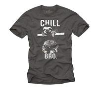 Makaya Cool Swag T-Shirt avec Paresse Chill Bro Gris Homme S
