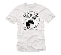 Makaya Da Vinci Musique T-Shirt - Drummer Batterie Batteur - Cadeau Homme Original Blanc Grande Taille S