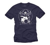 Makaya Da Vinci Musique T-Shirt - Drummer Batterie Batteur - Cadeau Homme Original Blue Grande Taille S