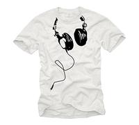 Makaya DJ T-Shirt Blanc Casque Headphones Taille S