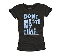 Makaya Funny T-Shirt avec Slogan pour Femme Dont Waste My Time Noir Taille L