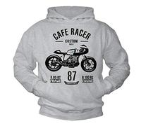 Makaya Pull à Capuche Homme Cafe Racer R100 Sweat Shirt Hoodie Sweatshirt Idee Cadeau Moto Vetement Motard Gris XL