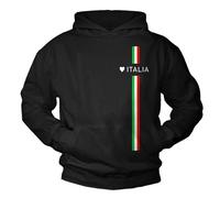 Makaya Pull Homme Marque Imprimé Coeur Love Italy Sweat Sweat à Capuche Drapeau Italien Motif Italia Noir XXXXL