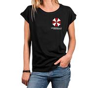Makaya Resident Tee Shirt Femme - Evil Umbrella Corporation Grande Taille Col Rond Manches Courtes Noir XXL