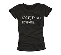 Makaya Rihanna T-Shirt Femme Sorry I'm Not Listening Noir