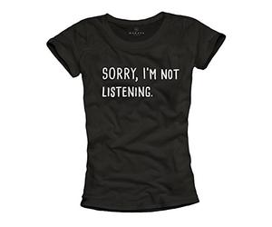 Makaya Rihanna T-Shirt Femme Sorry I'm Not Listening Noir