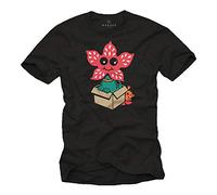 Makaya Stranger Tee Shirt Garçon - Graphique Dart Demodog Things Noir Grande Taille S