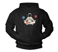 Makaya Sweat À Capuche Astronaute Planètes Zen Yoga T-Shirt À Manches Longues avec Capuche Motif Logo Planète Impression Pull Noir S