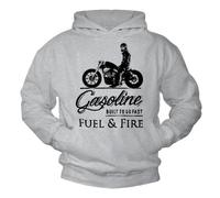 Makaya Sweat à Capuche Homme - Cafe Racer Moto - Pull Motard Sweatshirt Gris XXXL