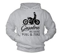 Makaya Sweat à Capuche Homme - Cafe Racer Moto - Pull Motard Sweatshirt Gris XXXXL