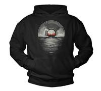 Makaya Sweat à Capuche Homme Techno Festival Hoodie Musique avec Motif Vinyle Pull DJ Vintage Décontracté pour Hommes et Garçons Sweatshirt Disque Vinyle Coton Noir 3XL