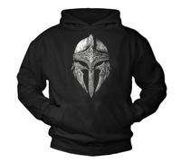 Makaya Sweat À Capuche Viking Homme T-Shirt Manches Longues avec Capuche Pull Motif Viking Casque Hommes Garçons Sparta Noir XL
