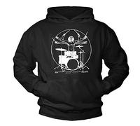 Makaya Sweat Shirt à Capuche Imprimé Drummer - Sweatshirt Batterie Pull Noir Sweater Tee Musique Music M