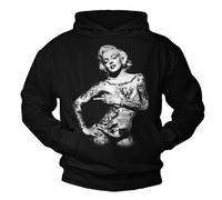 Makaya Sweat Shirt à Capuche Marilyn Tatouage Pull Sweatshirt Tatoo Sweater Homme/Femme Monroe Noir M