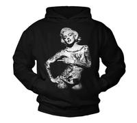 MAKAYA Sweat Shirt à Capuche Marilyn Tatouage Pull Sweatshirt Tatoo Sweater Homme-Femme Monroe Noir M