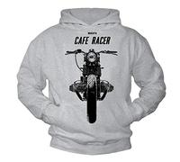 Makaya Sweat Shirt à Capuche Pull Homme - Vintage Cafe Racer Moto R100 - Sweatshirt Motard Manches Longues Cadeau Gris XXXXL