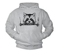 Makaya Sweatshirt à Capuche Homme Humour - Raton Laveur Hoodie Pull Gris M