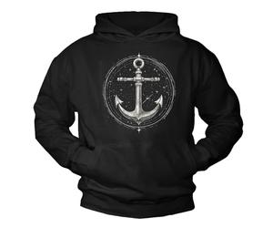 Makaya Sweatshirt Motif Ancre Hoodie T-Shirt Manches Longues avec Capuche Imprimé Ancre Pull Hamburg Motif Sweat Capuche Hommes Femmes Enfants Noir XL