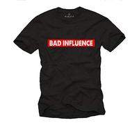 Makaya T-Shirt avec Ecriture Drole - Bad Influence - Top Imprimé Homme Noir Taille M