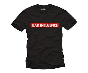 Makaya T-Shirt avec Ecriture Drole - Bad Influence - Top Imprimé Homme Noir Taille M