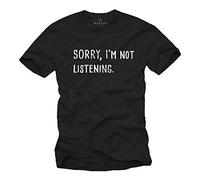 Makaya T-Shirt avec Ecriture Swag Homme Not Listening Noir XL