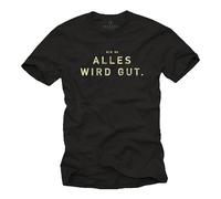 Makaya T-Shirt avec Slogans Hommes Drôle Je suis Là Tout Ira Bien Cadeaux Originaux pour Collègues Noir XXL