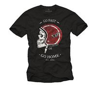 Makaya T-shirt Casque de Moto GO Fast Or GO Home Noir Taille S