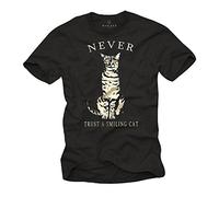 Makaya T-Shirt Cat Homme Never TRUS A Smiling Cat Noir XXXXL