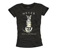 Makaya T-Shirt Chat Noir Femme Never Trust A Smiling Cat Top S M L