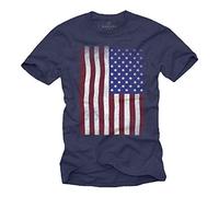 Makaya T-Shirt Drapeau Americain Homme USA Vintage Bleu L
