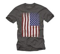 Makaya T-Shirt Drapeau Americain Homme USA Vintage Gris XXXL