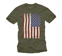 Makaya T-Shirt Drapeau Americain Homme USA Vintage Grün S