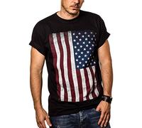 Makaya T-Shirt Drapeau Americain Homme USA Vintage Noir XXXXL